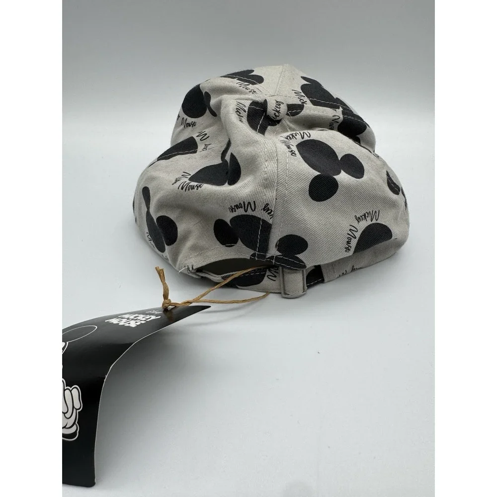 Disney Mickey Mouse Hat Cap Strap Back Gray Black Allover Print Baseball Mens